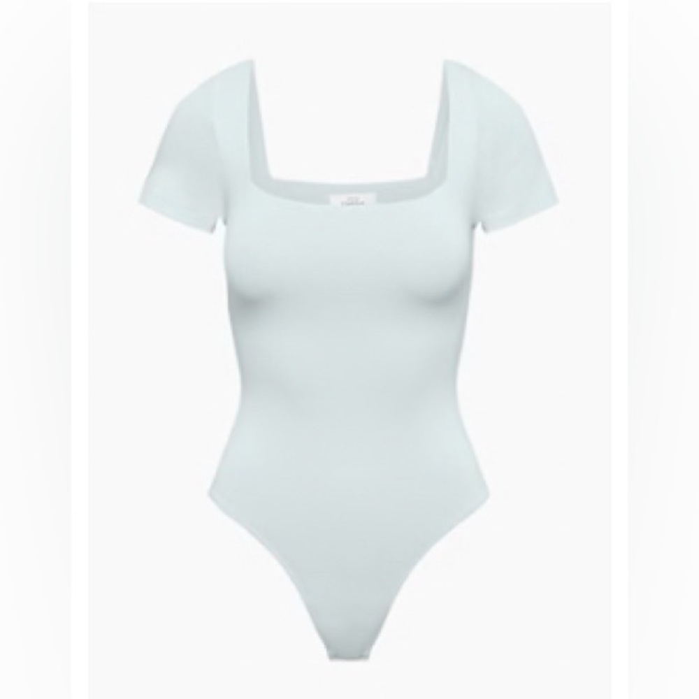 Aritzia Ice Blue Short Sleeve Bodysuit